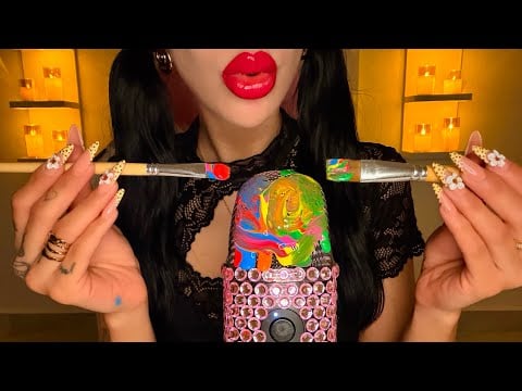 ASMR PINTO EL MICRÓFONO CON PINTURA ACRÍLICA🎨🫟🖌️