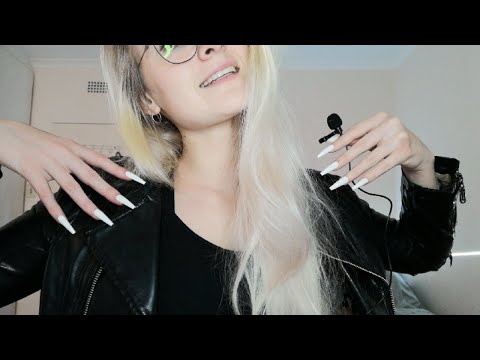 ASMR Leather Jacket Tapping and Scratching (Long Nails)