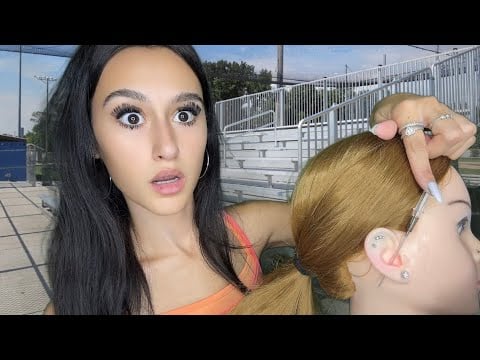 ASMR| Piercing your EAR under the SCHOOL bleachers😳