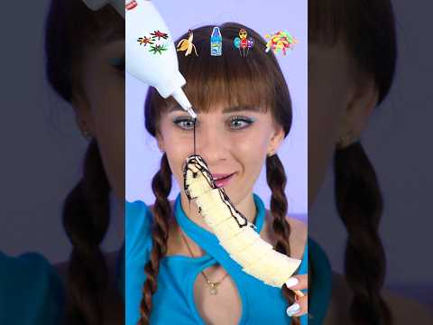 ASMR Emoji Gummy, Banana, Sour Worms #shorts