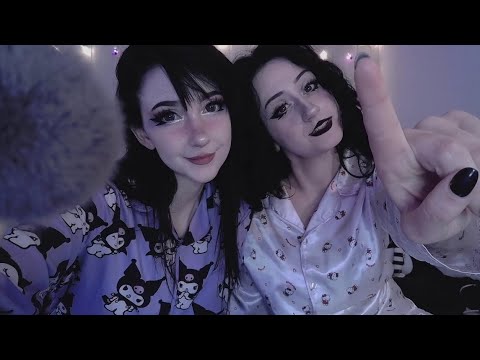 ASMR ✞ Helping you sleep at a sleepover (soft talking, rambling, twin roleplay) w/ @nananightray