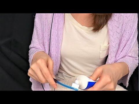 【ASMR】膝枕で歯磨きロールプレイ/ブラッシング/cleaning the teeth/brush teeth with baking soda/dentifrice/音フェチ/リップノイズ