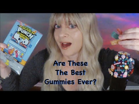 ASMR Gummy Sour Punch Bites New Flavors | Whispered Taste Test