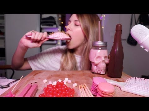 ASMR EDIBLE CHAMPAGNE BOTTLE, SPOONS, HAIR BRUSH... | Imitando a HunniBee Love ASMR *