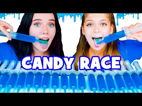 ASMR BLUE Jello Shooter Candy Race Challenge Full Video