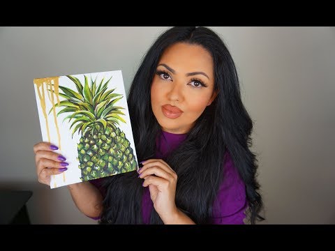 ASMR Lo-Fi  Painting Tutorial PINEAPPLE  Bob Ross Joy of Painting Brazilian Style