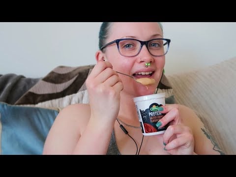 ASMR Salted Caramel Protein Pudding Eating Sounds