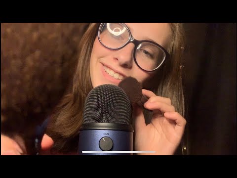 ASMR// Mic Brushing//Personal Attention+ Face Brushing+ Unintelligible whispering//