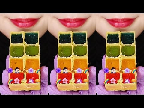 VERTICAL MUKBANG BEESWAX CANDY MUKBANG JEWEL CANDY ASMR, EMOJI FOOD ASMR 🌼