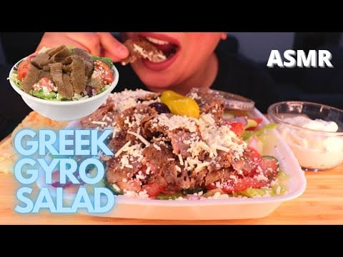 ASMR GREEK GYRO SALAD MUKBANG *CRUNCHY* EATING SOUNDS (NO TALKING) BIG BITES | Mandy Foods ASMR