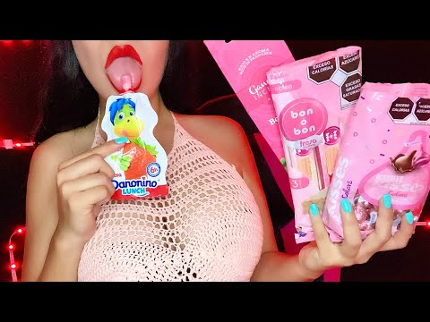 🍒ASMR 24 HORAS COMIENDO ROSA🎀