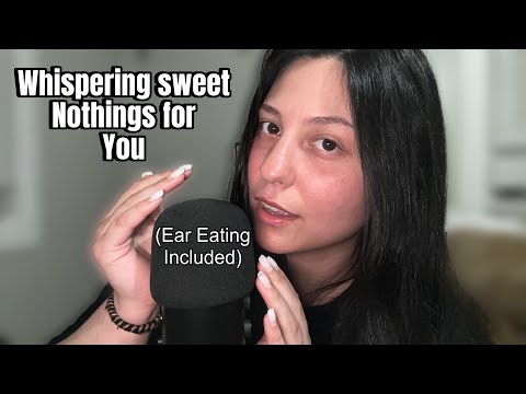 ASMR Cupped (ear to ear) eating & Whispering sweet nothings | Inaudible whispers