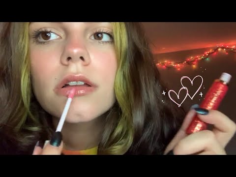 ASMR applying lipgloss & whispering 🍋