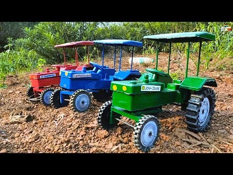 mini john deere Tractor parle g biscuits load stuck in mud help mini Tractor rainbow jungle tv