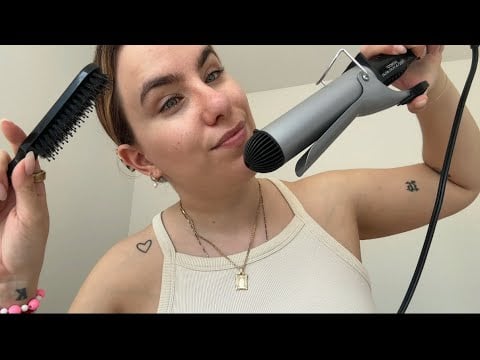 ASMR Doing Your Hair, Hair Curling, Brushing and straightening