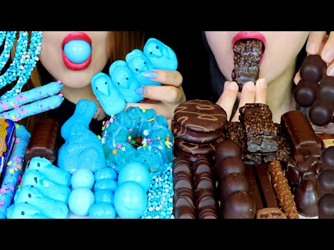 ASMR BLUE CHOCOLATE, SPRINKLE CAKE, PLANET GUMMY, NERDS ROPE, MARSHMALLOW, KINDER, CAKE BARS 먹방