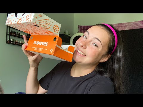 ASMR|POPEYES CHICKEN MUKBANG| MASHED POTATO MAC AND CHEESE CHICKEN DRUMSTICK|