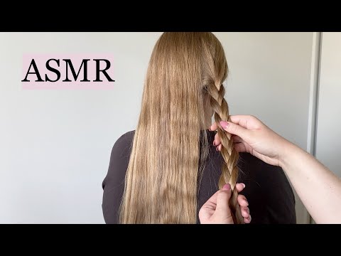 ASMR Braiding & Braid Scratching with Long Nails 💅🏼 (hair play, hair brushing, no talking)