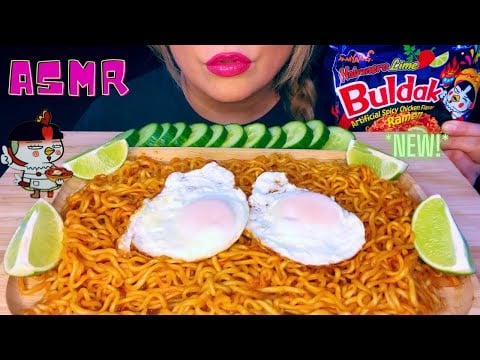ASMR SPICY HABANERO LIME FIRE NOODLES MUKBANG 먹방 CHALLENGE | EATING SOUNDS