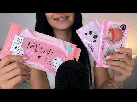 Unboxing and Trying On Eye Masks 🩷✨ | Relaxing ASMR Sounds (No Talking)