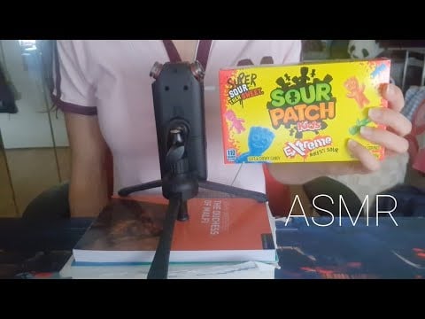 ASMR trying sour patch kids (whispering)