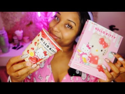 [ASMR] Hello Kitty Ramen Noodle Eating & Gummy Candy Eating 🍜 🍭|ASMR Eating Sounds🍴