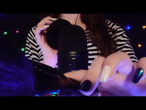 ASMR - Microphone Brushing, Rubbing & Blowing (+ Visual Triggers) [No Talking]