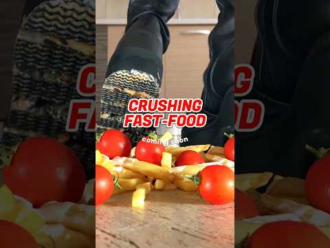 Demon Crushers vs. Juicy Fries! Oddly Satisfying Boots Crushing Food! ASMR