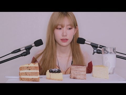기다리던 이팅이닷! 빌리엔젤 케이크 이팅사운드 ASMR | 케이크 먹방 ASMR | 당근케이크,치즈케이크 크레이프케이크 이팅사운드 ASMR | cake eating sound