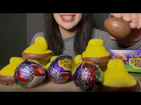 ASMR EASTER CANDY *CADBURY CRÈME EGGS AND CHOCOLATE DIPPED PEEPS*