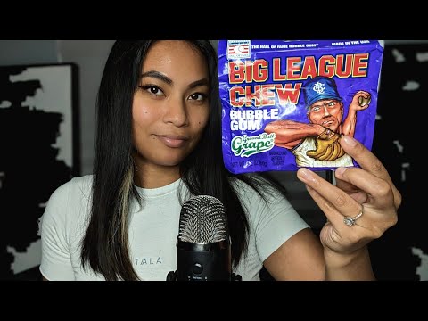 ASMR Grape Flavored Bubblegum , Chewing Sounds