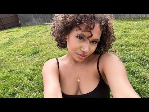 asmr smoking outside and walking the grass