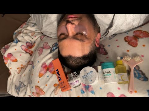 ASMR| Nighttime skincare, face & head massage 💆🏻‍♂️
