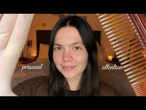 ASMR cozy personal attention for sleep | scalp massage, skincare, hair brushing (gloves) ✨😴