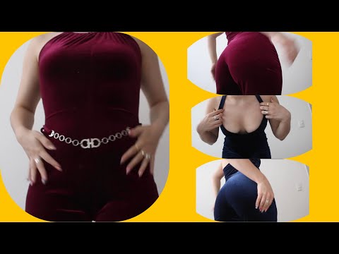 Tight velvet jumpsuit ASMR