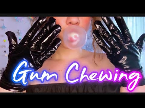 ASMR | Close Up Bubblegum & Latex Gloves Sounds | Chewing Gum 💗