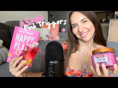 ASMR Pink Summer Triggers 🩷 | no talking (Tapping, Scratching, Fabric Sounds, Book Triggers)