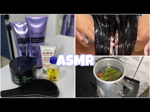 ASMR- ROTINA CAPILAR (sons de espuma, água, creme, escova…)