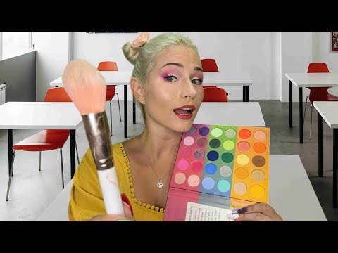 ASMR Manic Pixie Dream Girl Does Your Makeup in Class (Roleplay, Personal Attention)