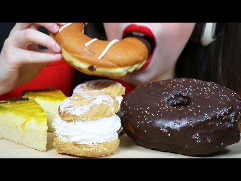 ASMR PROFITEROLES, CHOCOLATE DONUT & Pineapple Cake (SOFT Eating Sounds)