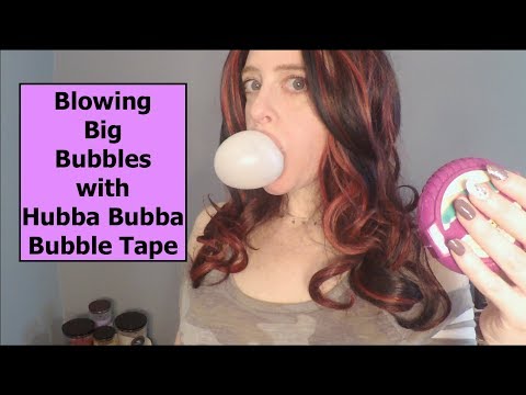 ASMR Blowing Big Bubbles with Hubba Bubba Bubble Tape Gum.