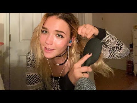 ASMR Hair Brushing (detangling, hair play, soft spoken)