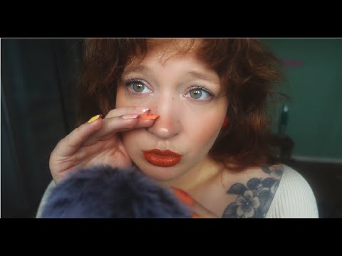 ASMR inaudible close up whispers and fluffy mic triggers ( brushing, plucking and scratching)