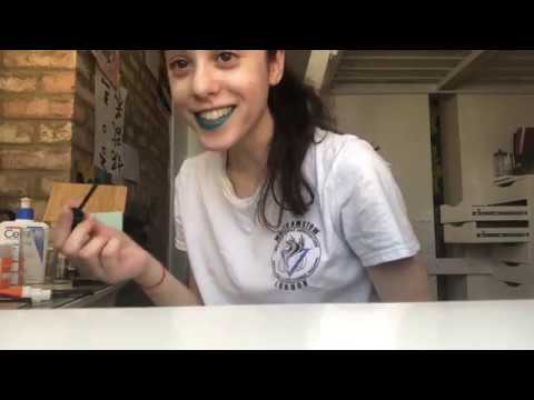 ASMR| blue/green lipstick application (hand movements, tapping, mouth sounds) ❤️