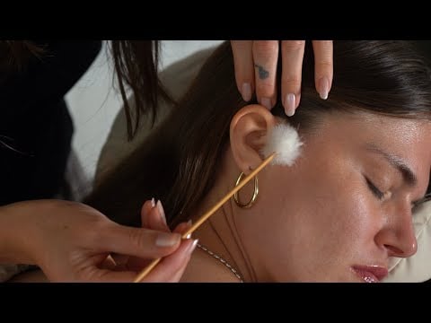 ASMR Real Person Hair Play w Tingly Ear & Neck Attention on my Sister (Whisper)