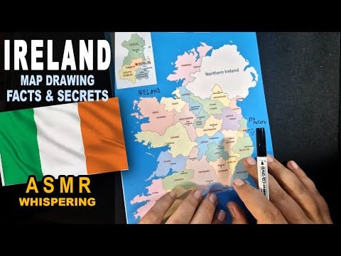 ASMR: Tracing IRELAND map outline with its counties | Facts and Secrets | ASMR relaxing whispers