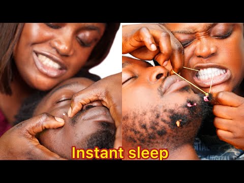 ASMR 💫STRESS RELIEF face Nitpick, beard grooming,scratchin,shavin, neck massage, ingrown hair pullin