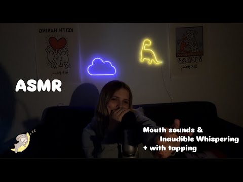 Inaudible Whispers and Mouth sounds + Tapping Triggers { ASMR For Sleep }