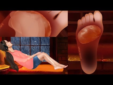 coal burning feet animation ASMR || Treatment of burning feet during rainy season ASMR ||