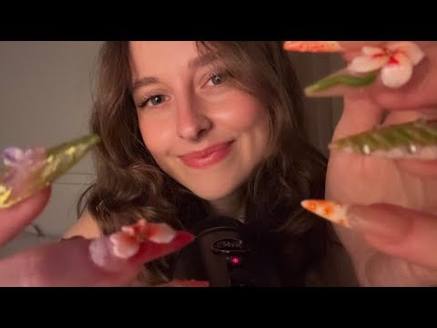 ASMR very up close clicky whispers (finally another press on nails show and tell)